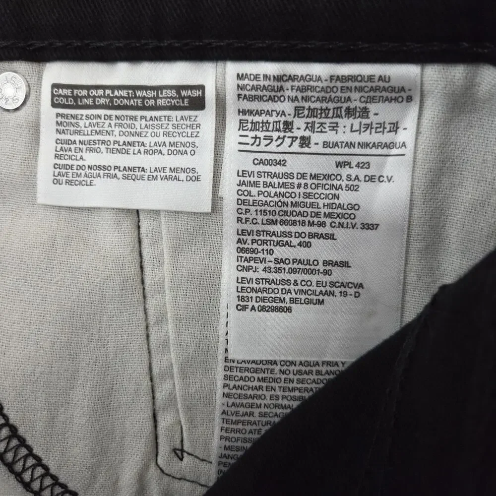 Levi's 513 Men's Jeans Slim Fit Straight Leg Stretch Jet Black Denim W38 L30